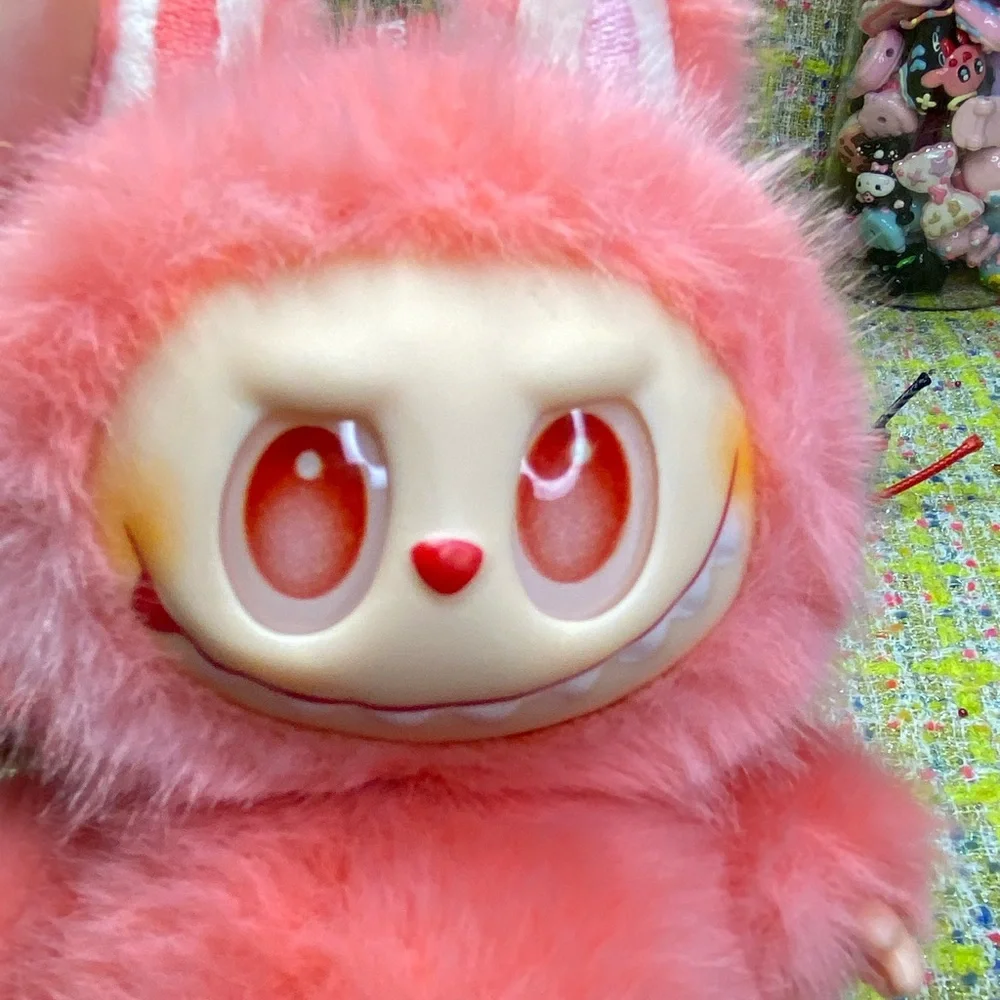 Plush Small Pet Toy - Pink Furry Bunny Costume with extra keychain